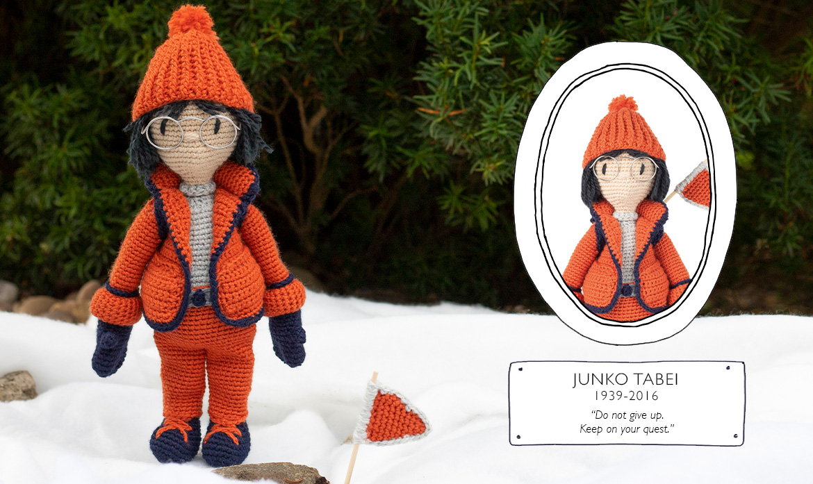 Junko Tabei international womens day crochet doll